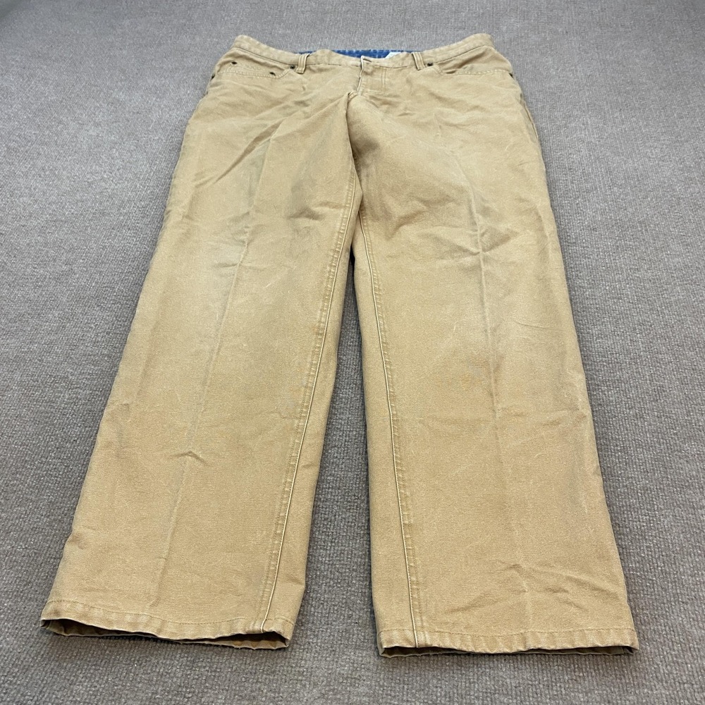 Orvis Jeans Mens 38x32 Beige Canvas Relaxed Straight Cotton Work Pants Outdoor